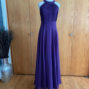 Allure Bridals Bridesmaids Halter Gown Maxi Dress Open Back Size 10